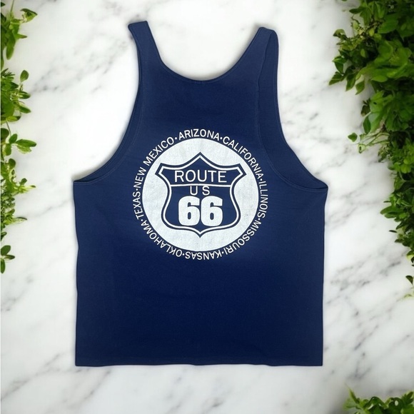 Vintage 80s 90s Single Stitch Route 66 Graphic Muscle Tee Cutoff Tank Top - Picture 8 of 8